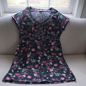 Boden Floral Short Sleeve Cotton Shirt